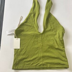 Wilfred Olive Ribbed Halter Top